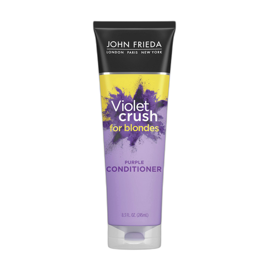 John Frieda Violet Crush Purple Conditioner, Purple Conditioner for Blonde Hair, Crushed Violet Pigments Neutralize Brassy Tones for Cooler, Brighter Blonde, 8.3 Oz