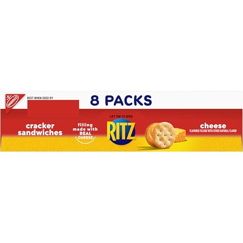 RITZ Cheese Sandwich Crackers, Lunch Snacks, 112 Snack Packs (14 Boxes, 6 Crackers Per Pack)