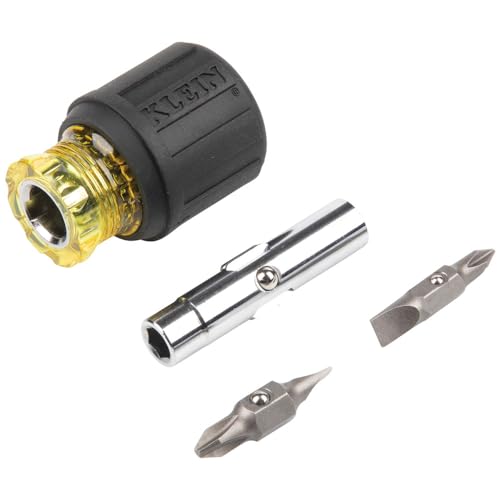 Klein Tools 80027 Screwdriver Set, 11-in-1 Multi-bit Screwdriver, 6-in-1 Stubby, Phillips, Slotted, Square, Torx Bits, 2-Piece