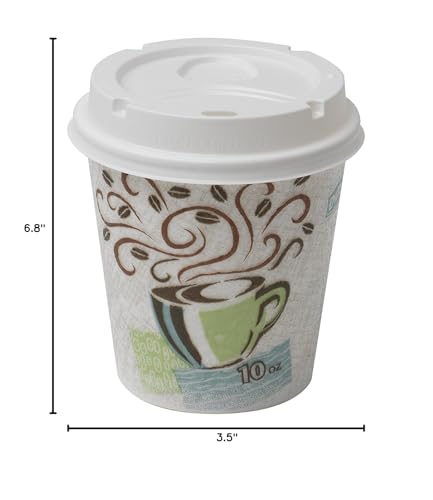 Dixie hot cups 10 ounce with lids combo pack, 50 w, Coffee Haze