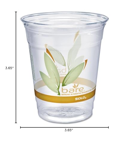 SOLO Cup Company RTP12BAREPK Bare Eco-Forward RPET Cold Cups, 12-14 oz, Clear, 50/Pack