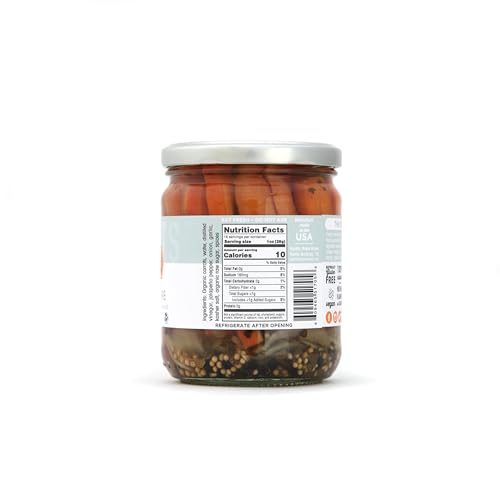 Carriots of Fire - Spicy Pickled Carrot Sticks with Jalapeño - Gourmet Carrots for Snacking - non-GMO, Kosher, Gluten-Free 16 oz (6-pack)