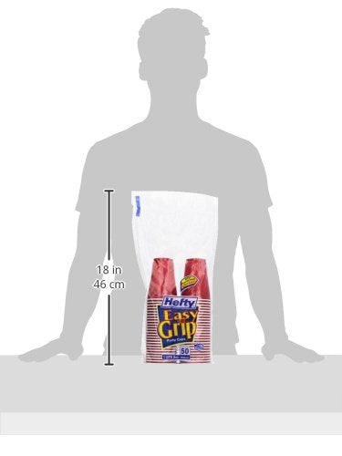 Hefty Easy Grip Plastic Party Cups (Red, 9 Ounce) 50 Count (Pack of 1)