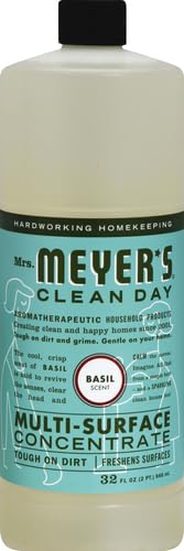 MRS. MEYER'S CLEAN DAY Multi-Surface Cleaner Concentrate, Use to Clean Floors, Tile, Counters, Basil, 32 fl. oz