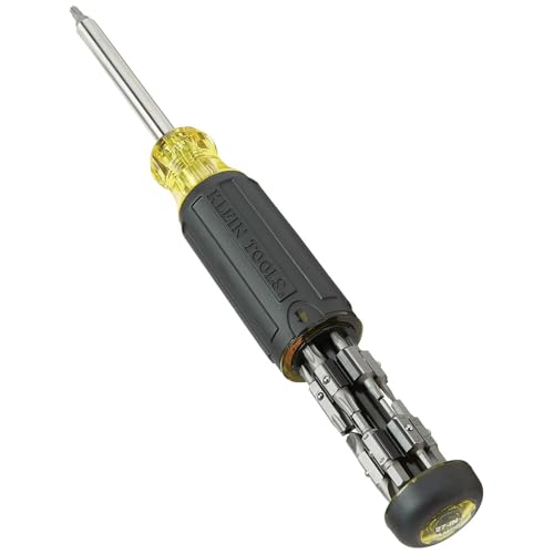 Klein Tools 32307 Multi-bit Tamperproof Screwdriver, 27-in-1 Tool with Torx, Hex, Torq and Spanner Bits with 1/4-Inch Nut Driver