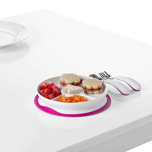 OXO Tot Stick & Stay Suction Divided Plate - Pink