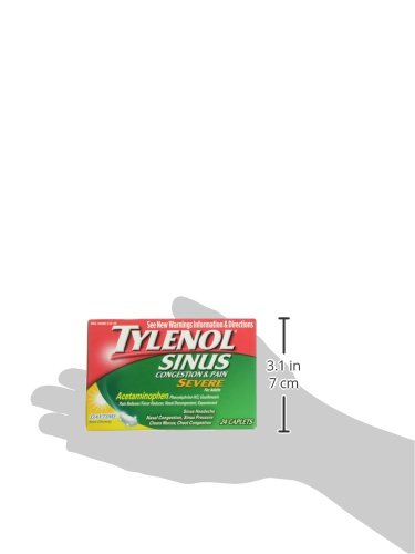 Tylenol Sinus Severe Daytime Caplets with Acetaminophen, Guaifenesin & Phenylephrine HCl, 24 ct (Pack of 2)