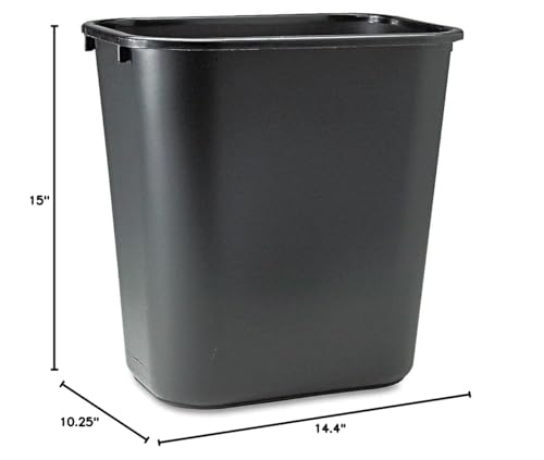 B&M Rubbermaid 295600Bk Deskside Plastic Wastebasket, Rectangular, 7 Gal, Black