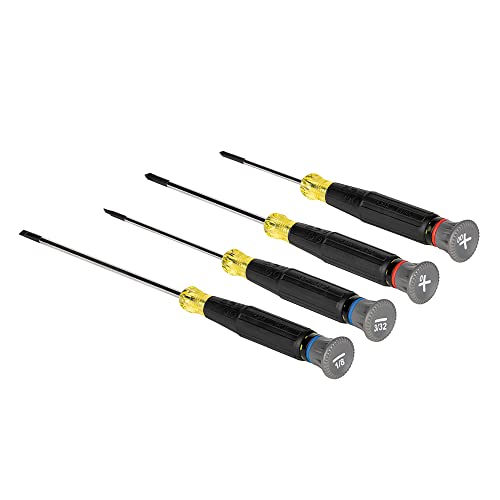 Klein Tools 85615 Mini Precision Screwdriver Set, 4-Piece Phillips and Slotted Set, Ideal for Electronics, Small Appliances, Terminal Blocks