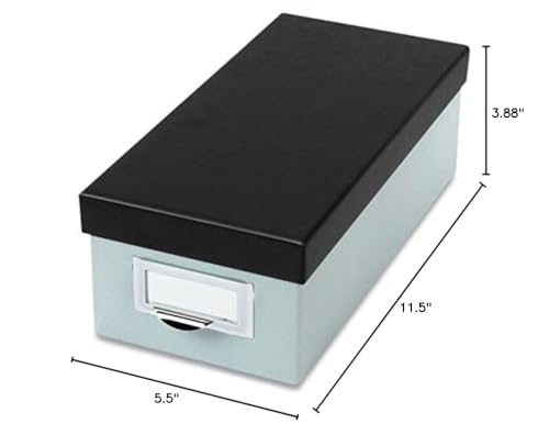 Oxford Index Card Storage Box, Holds 1,000 3 X 5 Cards, 5.5 X 11.5 X 3.88, Pressboard, Blue Fog/Black