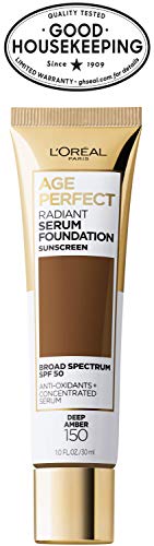 L'Oreal Paris Age Perfect Radiant Serum Foundation with SPF 50, Deep Amber, 1 Ounce