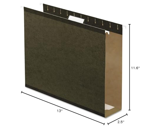 Pendaflex 04152X3 Extra Capacity Reinforced Hanging File Folders, 3", Letter Size, Standard green, 1/5 Cut, 25/BX (4152x3)