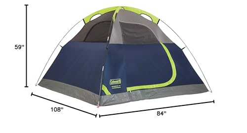 Coleman Sundome 4-Person Tent with Rainfly, Weatherproof Tent Sets Up in 10 Mins