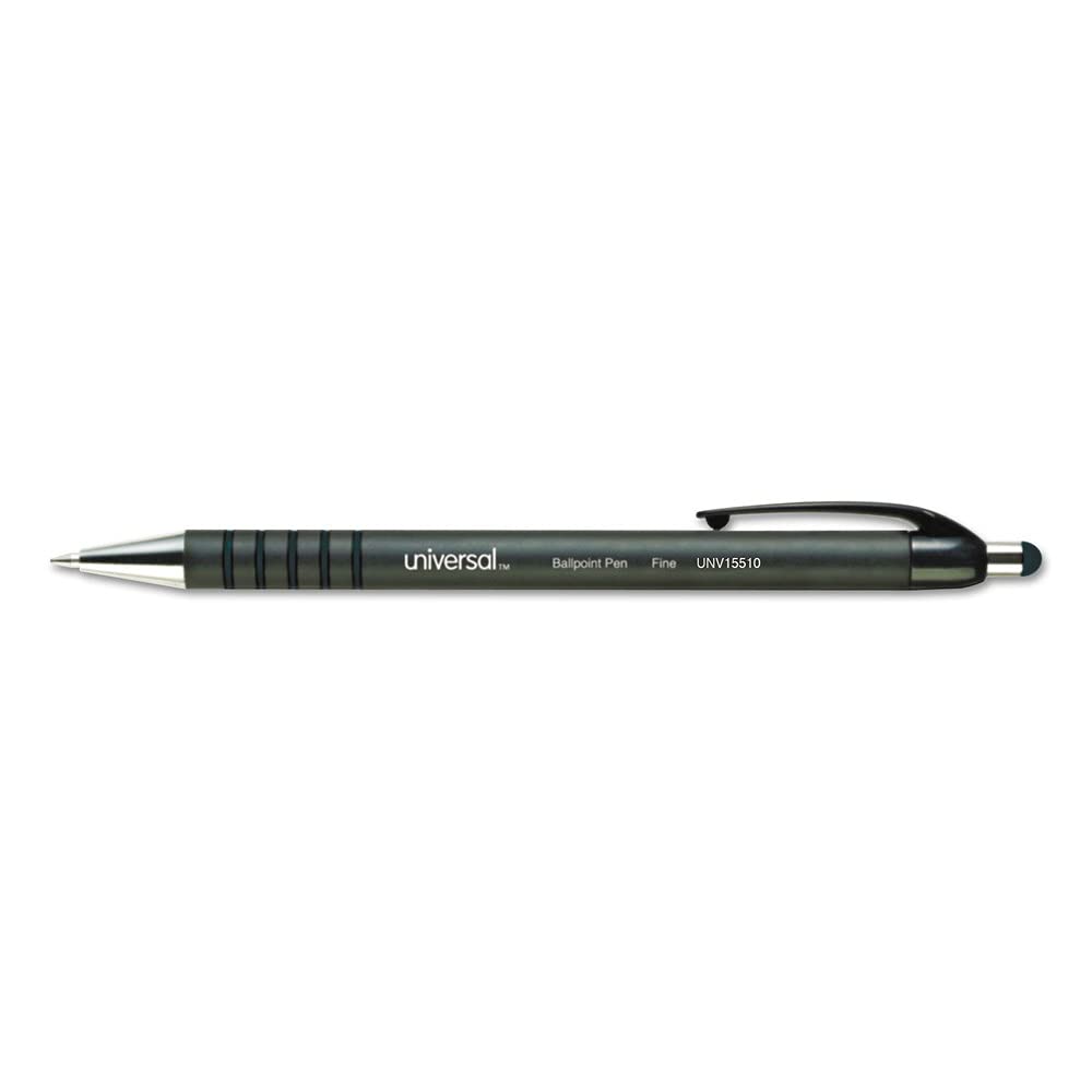 Universal UNV15510 1 mm Black Barrel Retractable Ballpoint Pens - Medium, Black (1 Dozen)