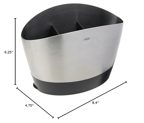 OXO Good Grips Stainless Steel Utensil Holder 8.4" x 4.75" x 6.25",Silver