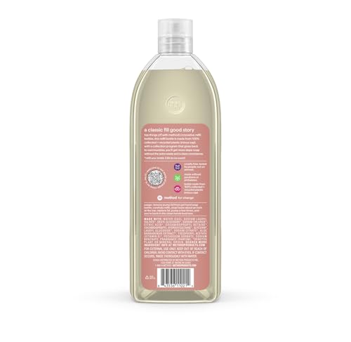 Method Premium Gel Hand Soap Refill, Vanilla + Raspberry, Recyclable Bottle, Biodegradable Formula, 34 fl oz (Pack of 4) (Packaging May Vary)