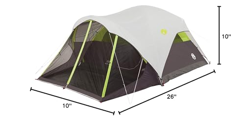 Coleman Steel Creek 6-Person Tent with Screened Porch & Integrated Rainfly, Weatherproof Tent with Screen Room Sets Up in Minutes, Fits Queen-Size Airbed