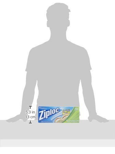 Ziploc Sandwich and Snack Bags with EasyGuide Texture, Plastic Storage Bags with Grip 'n Seal Technology, 40 Bags Total