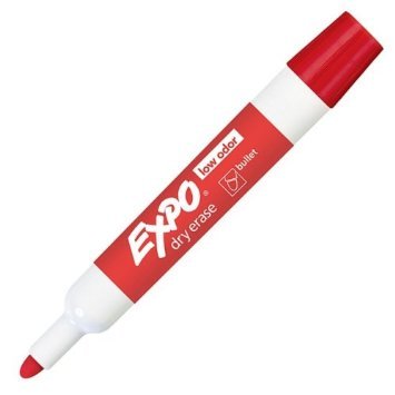 Expo Low-Odor Dry Erase Markers, Bullet Tip,Red, 24-Count