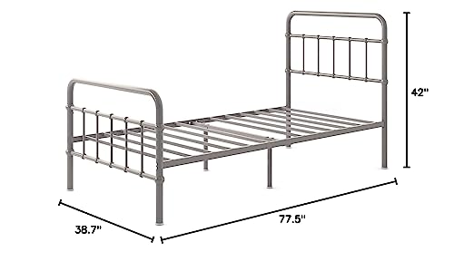 ZINUS Florence Metal Platform Bed Frame, Mattress Foundation, No Box Spring Needed, Easy Assembly, Grey, Twin