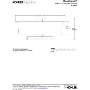 KOHLER Duostrainer Sink Strainer Basket
