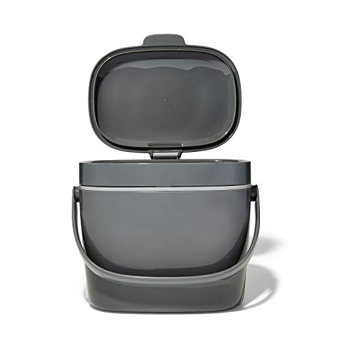 OXO Good Grips EASY-CLEAN COMPOST BIN - CHARCOAL - 1.75 GAL/6.62 L, Plastic, 8.3"L x 10.15"W x 12"H