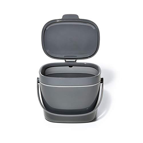 OXO Good Grips EASY-CLEAN COMPOST BIN - CHARCOAL - 1.75 GAL/6.62 L, Plastic, 8.3"L x 10.15"W x 12"H