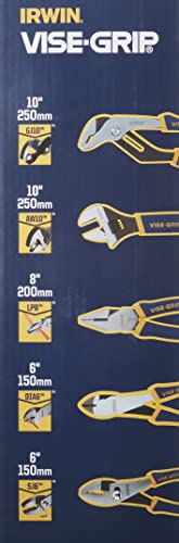 IRWIN VISE-GRIP Pliers Set with Tool Wrap, 5-Piece (2078708), Blue