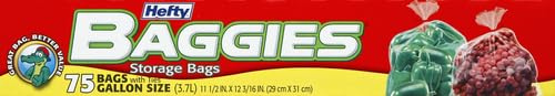 Hefty Baggies Food Storage Gallon, 75 ct