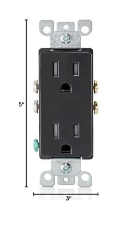 Leviton 15 Amp Decora Tamper-Resistant Duplex Electrical Wall Outlet, T5325-E, Black