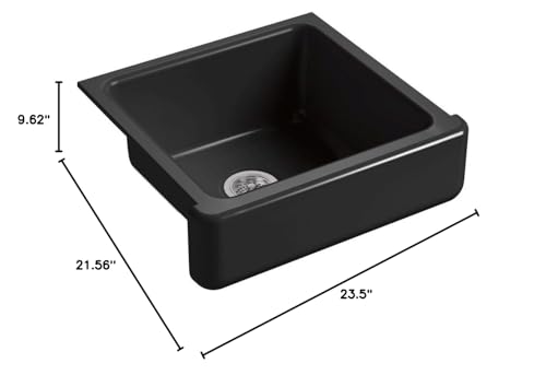 Kohler 5664-7 Whitehaven® 23-1/2" undermount single-bowl farmhouse kitchen sink, Black Black