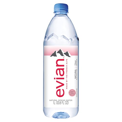 Evian Natural Spring Water, 1 L bottle, 12 pack