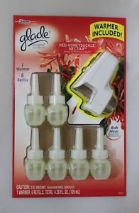 Glade Plugins Scented Oil- Red Honeysuckle Nectar; 1 Warmer and 6 Refills