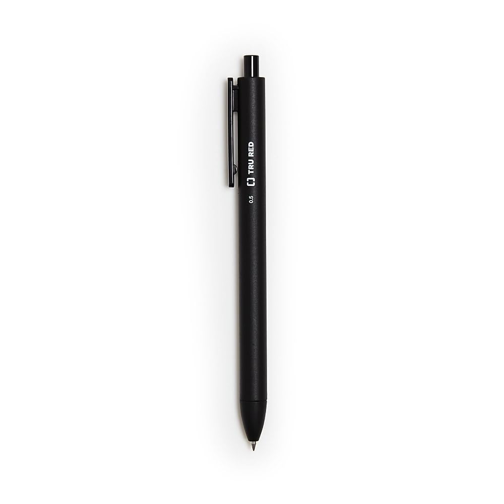 STAPLES TRU RED Retractable Quick Dry Gel Pens Fine Point 0.5mm Blk Dozen
