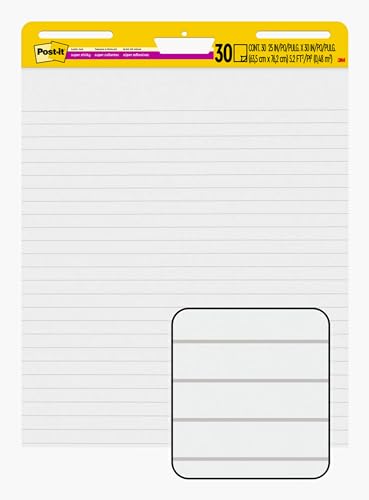 Post-it Super Sticky Easel Pad, 25-inch x 30-inch, White, Lined, 2 Pads/Pack, 30 Sheets/Pad (561WL VAD 2PK) (561WL-VAD-2PK)