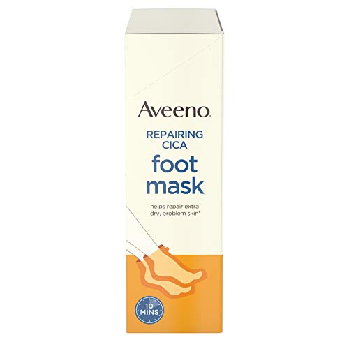 Aveeno Repairing CICA Foot Mask with Prebiotic Oat and Shea Butter, Moisturizing Foot Mask for Extra Dry Skin, 6 Pairs of Single-Use Slippers