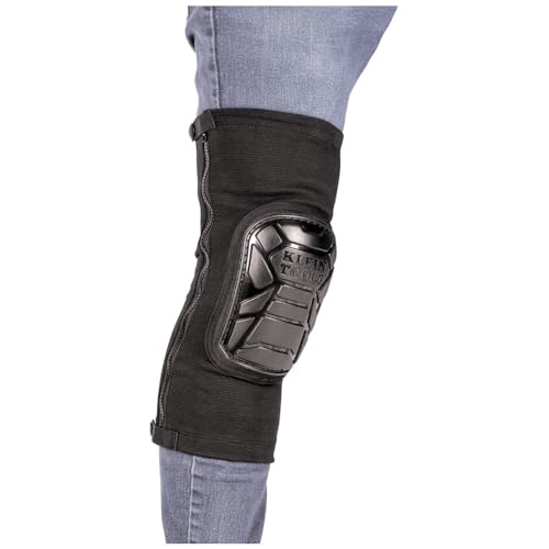 Klein Tools 60850 Tough-Flex Knee Sleeves for Work, Construction, Low-Profile Sleeve with Zipper, Gel-Like Foam, Black, XL/XXL