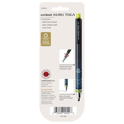uni-ball Kuru Toga Mechanical Pencil with 0.7 mm Lead Refills & Pencil Erasers, HB #2