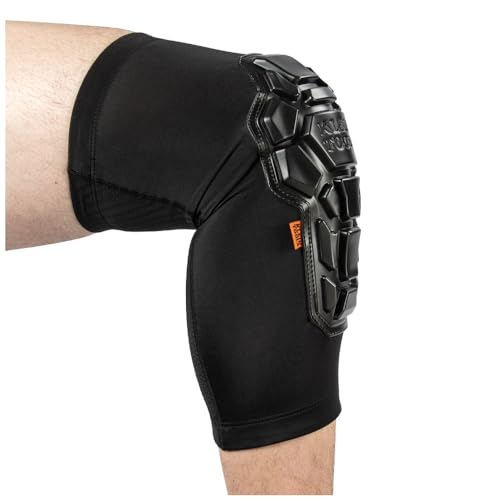 Klein Tools 60615 Knee Pad, Heavy Duty Padded Knee Sleeves, Breathable Mesh Back, Elastic Cuff with Slip-Resistant Silicone, S/M, Black