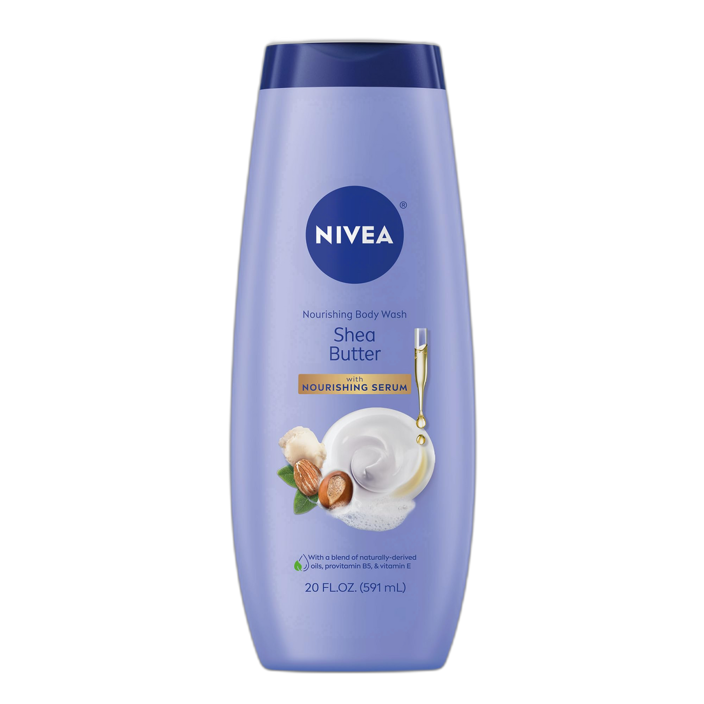 NIVEA Nourishing Shea Butter Body Wash with Nourishing Serum, Moisturizing Body Wash for Women, Enriched Provitamin B5 and Vitamin E, 20 Fl Oz Bottle