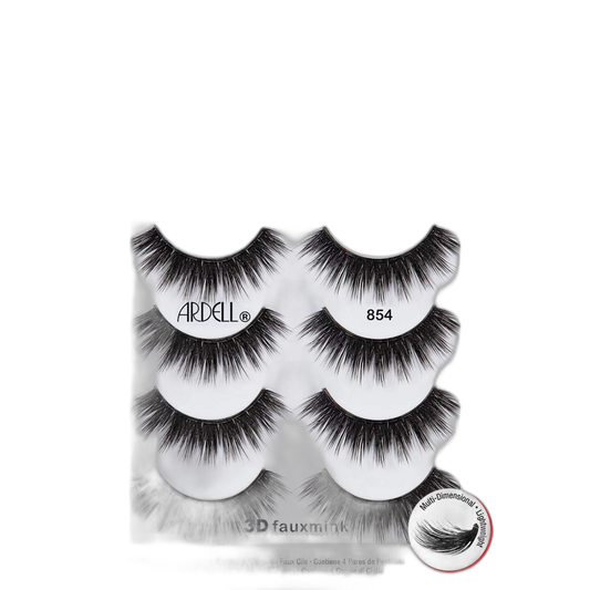Ardell 3D Faux Mink Lashes 854 - Lightweight False Eyelashes with Invisiband, Dramatic Volume and Flare, 4-Pair, 1-Pack