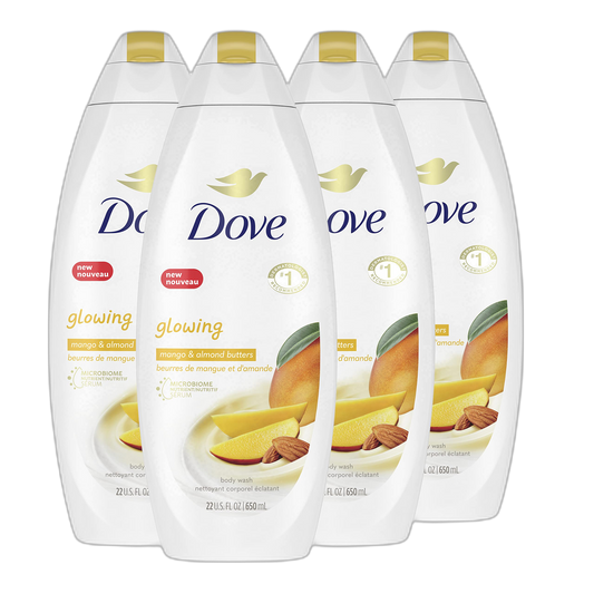Dove Glowing Body Wash For Revitalized, Refreshed Skin Mango Butter and Almond Butter Cleanser That Effectively Washes Away Bacteria While Nourishing Your Skin 22 oz 4 Count