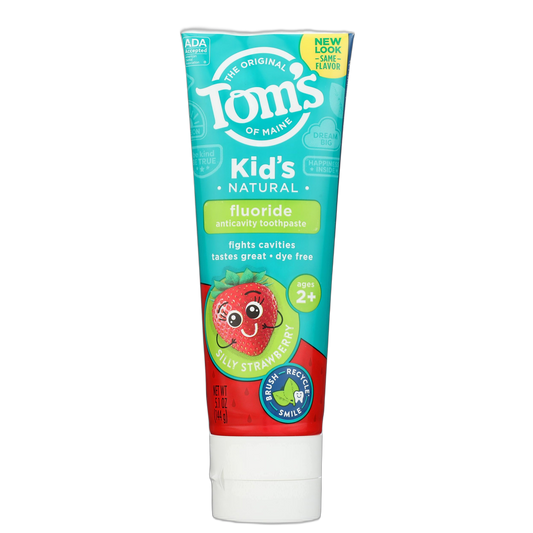 Tom's of Maine Natural Kid's Fluoride Toothpaste, Silly Strawberry, 5.1 oz. (back in original formula)
