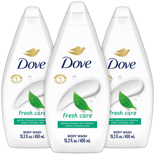 Dove Body Wash Fresh Care 3-Pack – Revitalizing & Moisturizing Cleanser for Smooth, Soft Skin, 15.2 Oz Ea