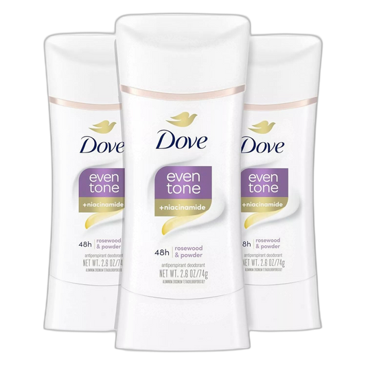 Dove Even Tone Antiperspirant Deodorant for Uneven Skin Tone Restoring Powder Sweat Block for All-Day Fresh Feeling 2.6 oz 3 Count