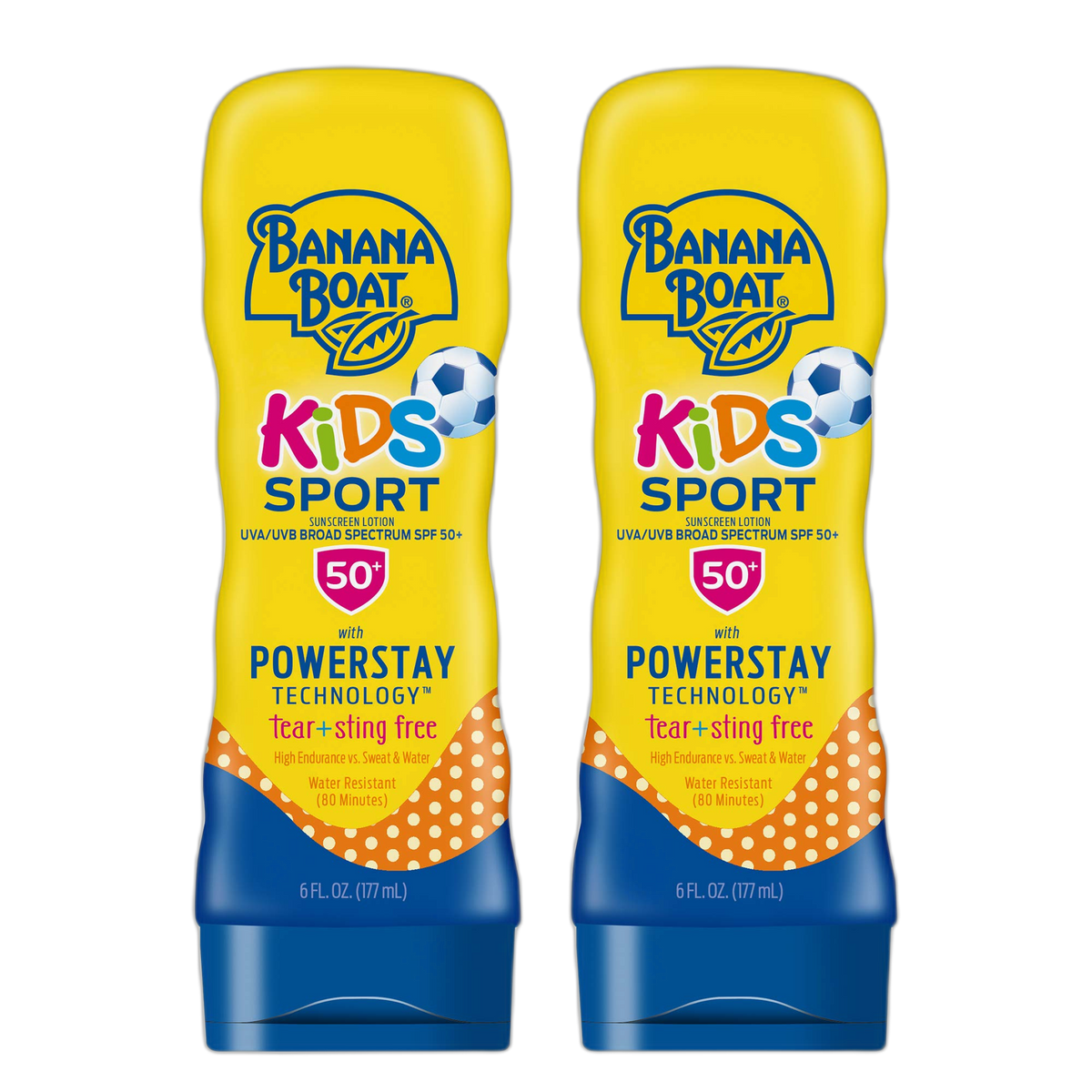 Banana Boat Sport Kids Sunscreen Lotion SPF 50, Twin Pack | Tear Free Sunscreen for Kids SPF 50, Childrens Sunblock Lotion, Oxybenzone-Free, 6oz each (Pack of 2)