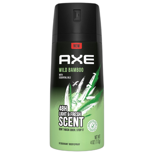 AXE Wild Bamboo Men's Body Spray Deodorant 48hr Odor Protection With Essential Oils Aluminum Free Deodorant Body Spray 4.0oz