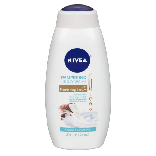Nivea Body Wash 20 Ounce Coconut And Almond Milk (591ml) (Pack of 2)
