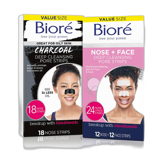 Bioré Nose+Face 24ct Pore Strips with Bioré Charcoal 18ct Nose Strips