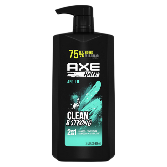 AXE 2-in-1 Shampoo & Conditioner for Clean & Strong Hair Apollo Wash & Care Sage & Cedarwood 100% Recycled Bottle 28 oz